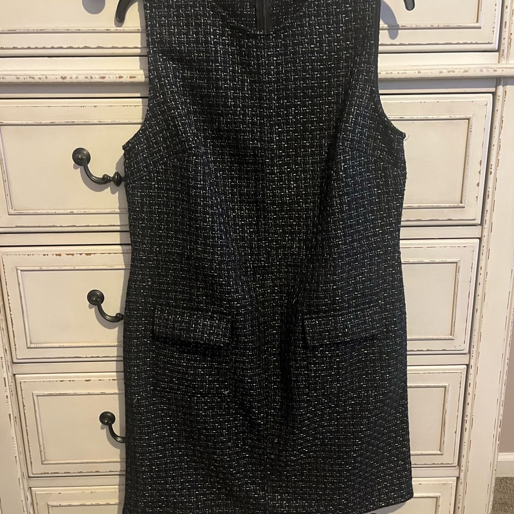 LOFT Black and White Sheath Mini Dress Sleeveless